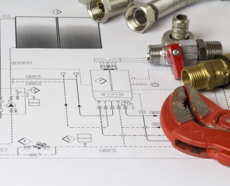 Office desk with hydraulic fittings and project
